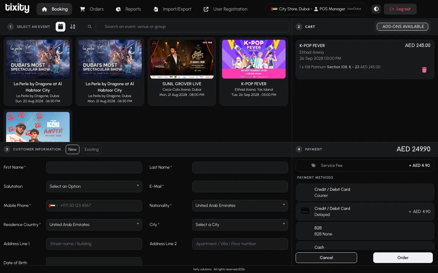 POS home in dark mode