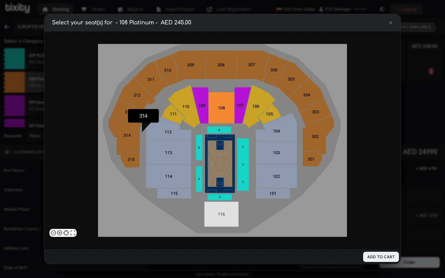 the venue map in dark mode