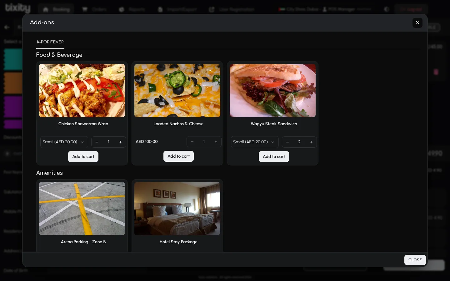 the add-ons dialog in dark mode