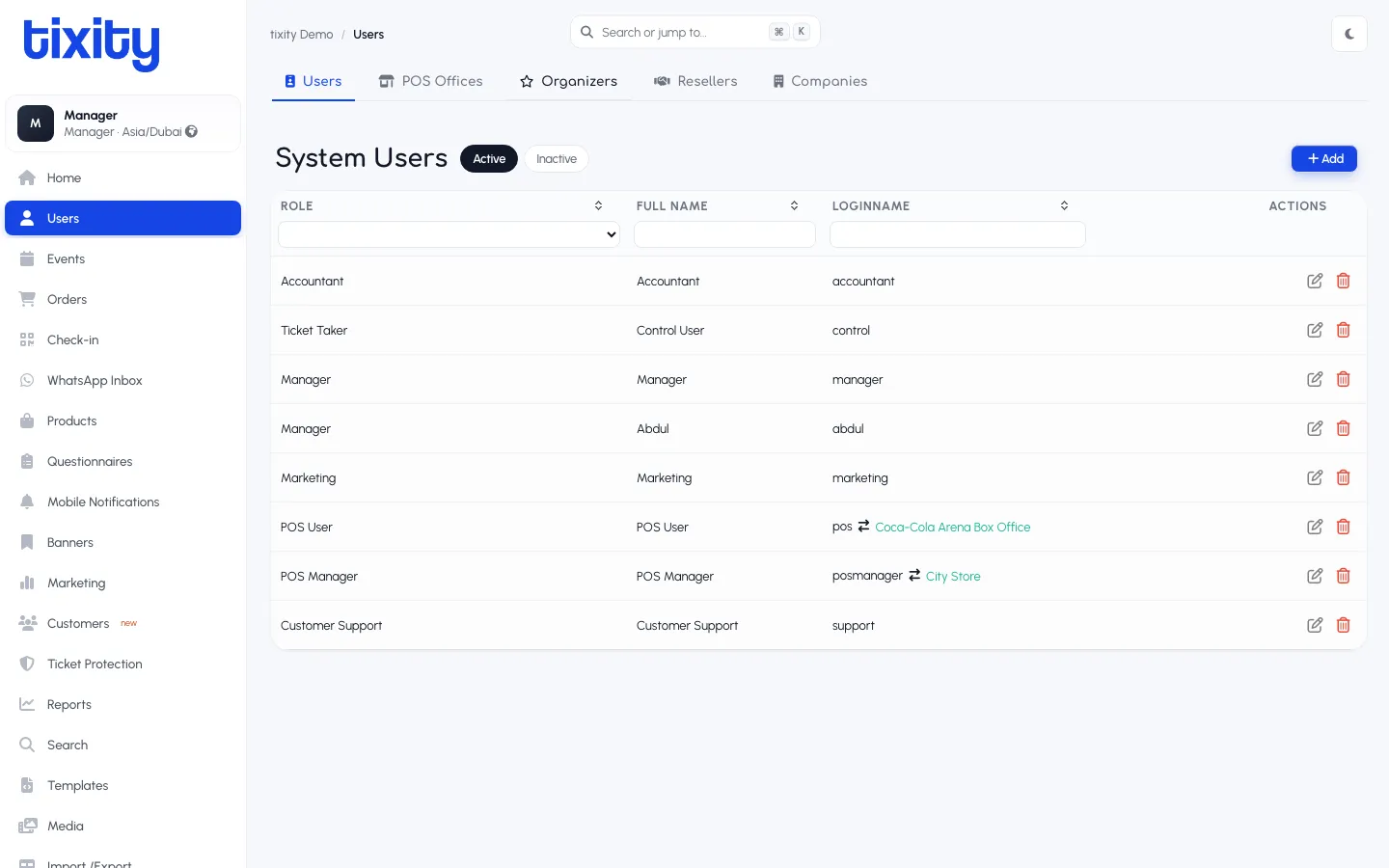 the Users section