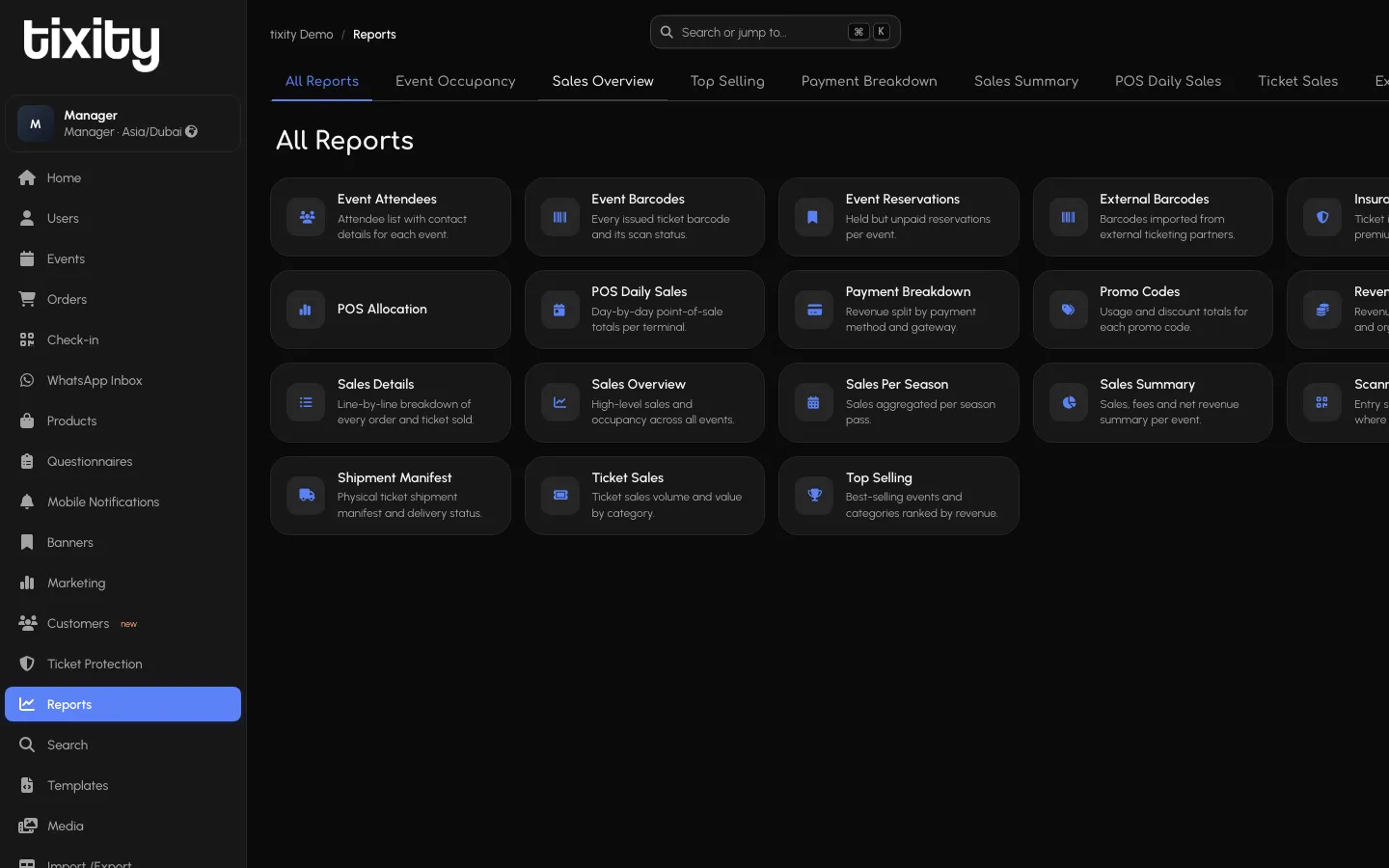 Reports in dark mode
