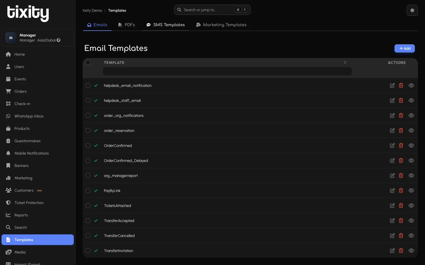 Templates in dark mode
