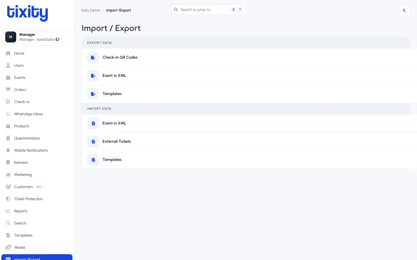 the Import and Export library