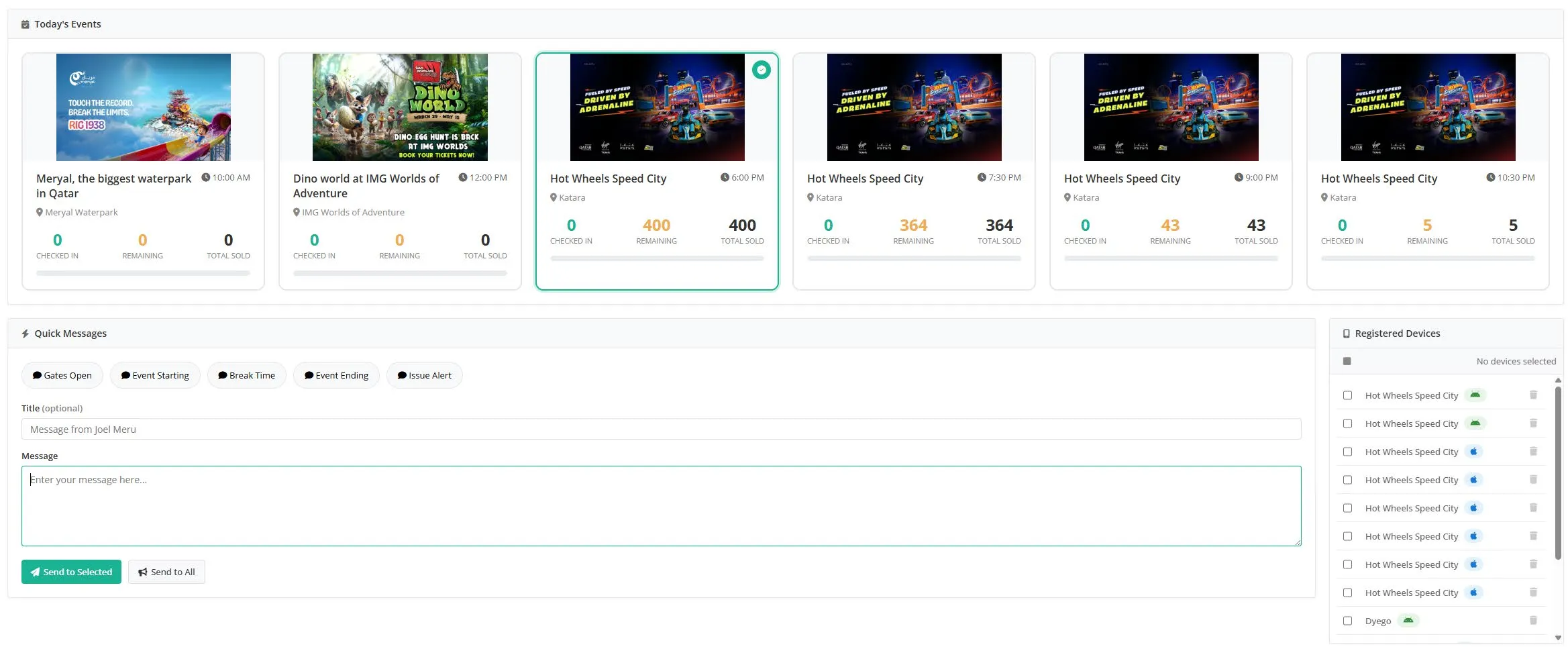 admin notifications dashboard