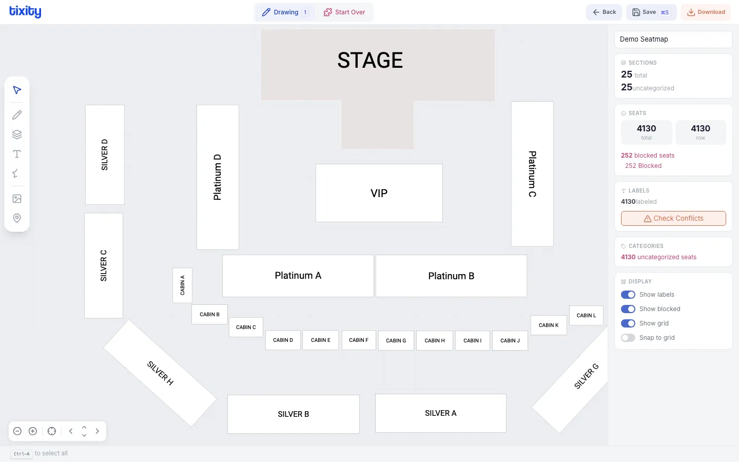 categories mode - sections