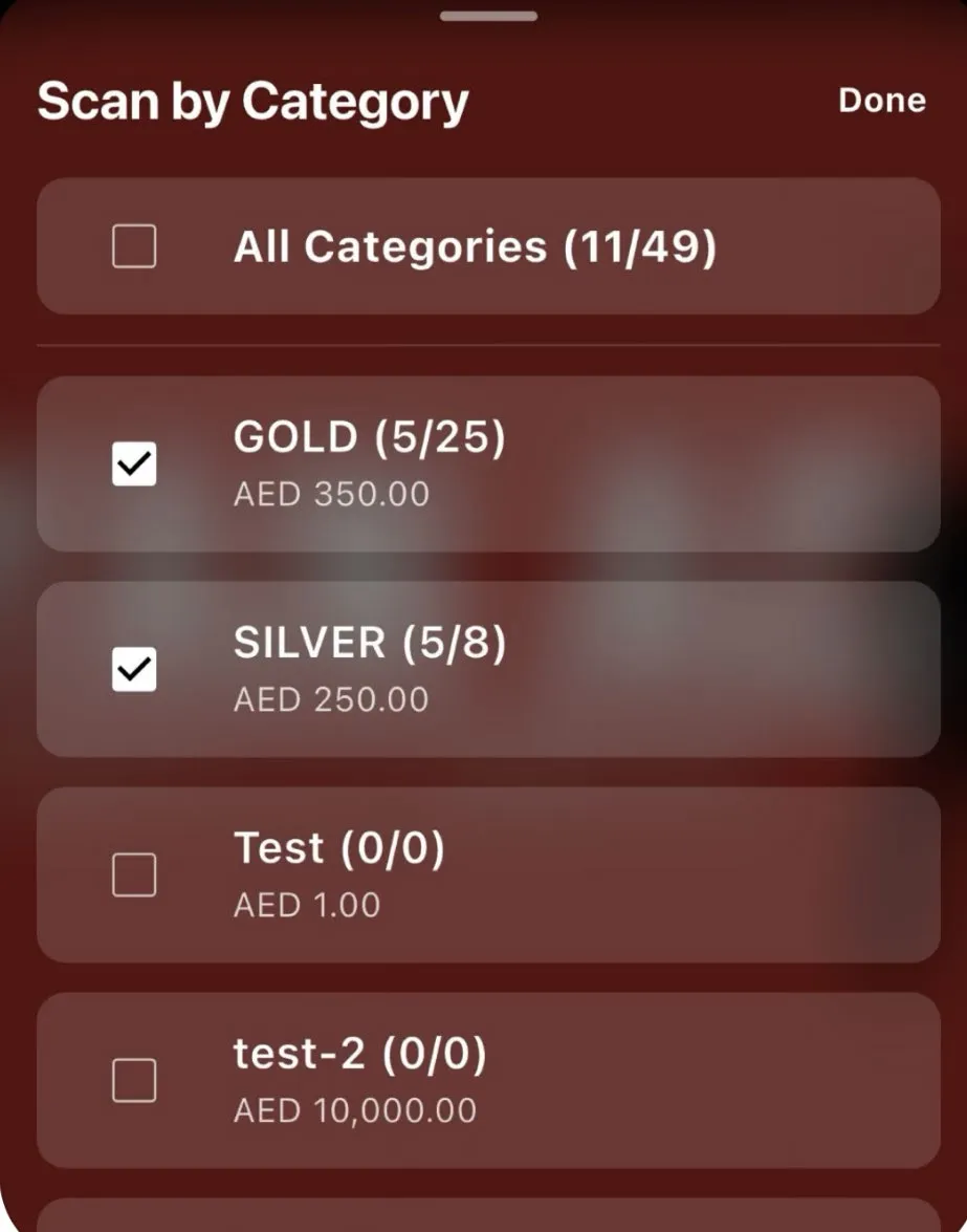 category selection